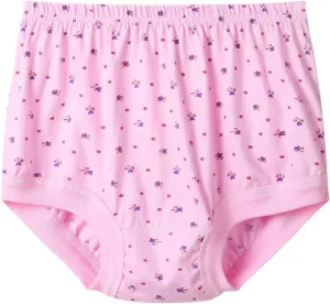 Womens Cotton Underpant Panty Mid-aged Mom Plus Size Cotton Briefs Panty High Waist Loose Casual Panties Underwear