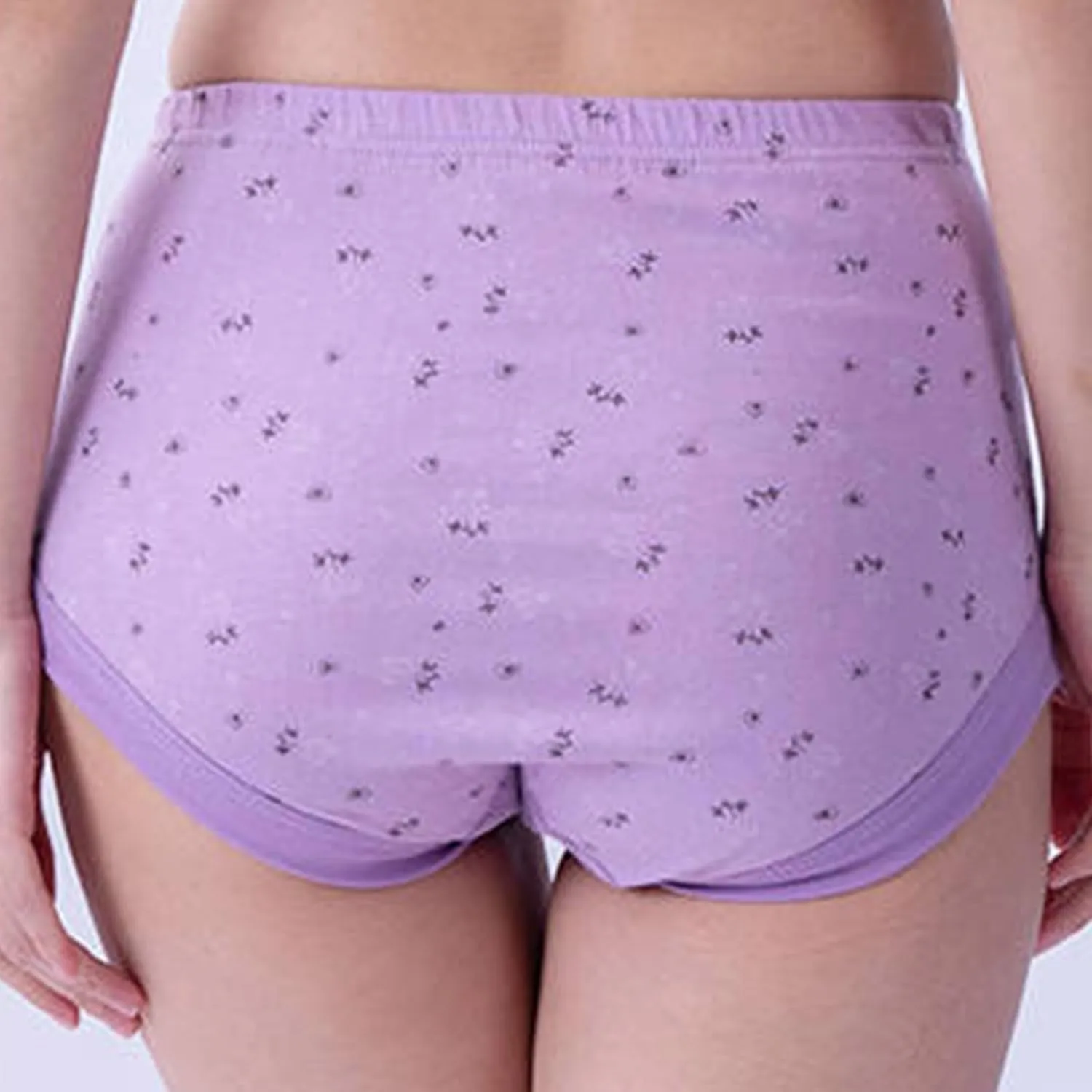 Womens Cotton Underpant Panty Mid-aged Mom Plus Size Cotton Briefs Panty High Waist Loose Casual Panties Underwear