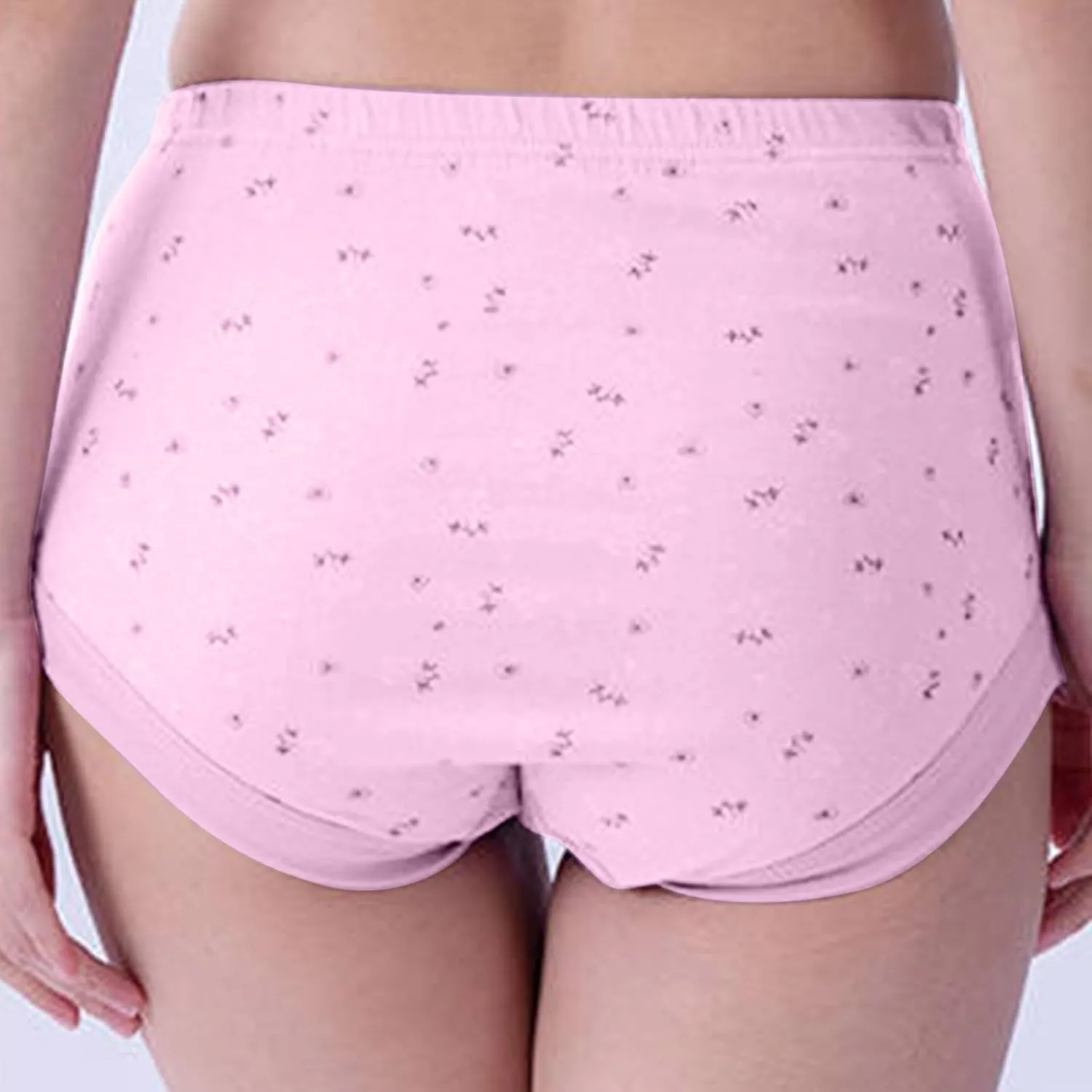 Womens Cotton Underpant Panty Mid-aged Mom Plus Size Cotton Briefs Panty High Waist Loose Casual Panties Underwear