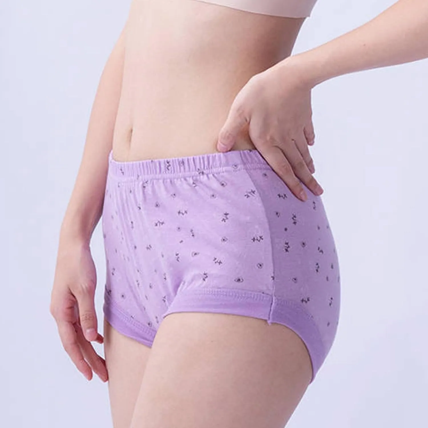 Womens Cotton Underpant Panty Mid-aged Mom Plus Size Cotton Briefs Panty High Waist Loose Casual Panties Underwear