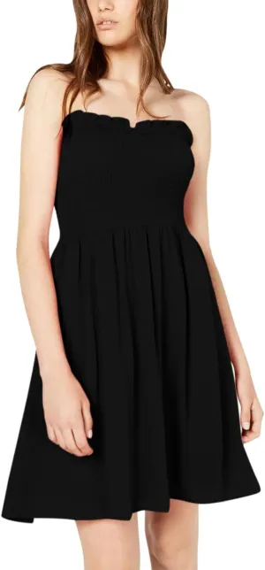 Women's Cover Up Beach Strapless Dress Beach Skirt Summer Business Dress with Pockets