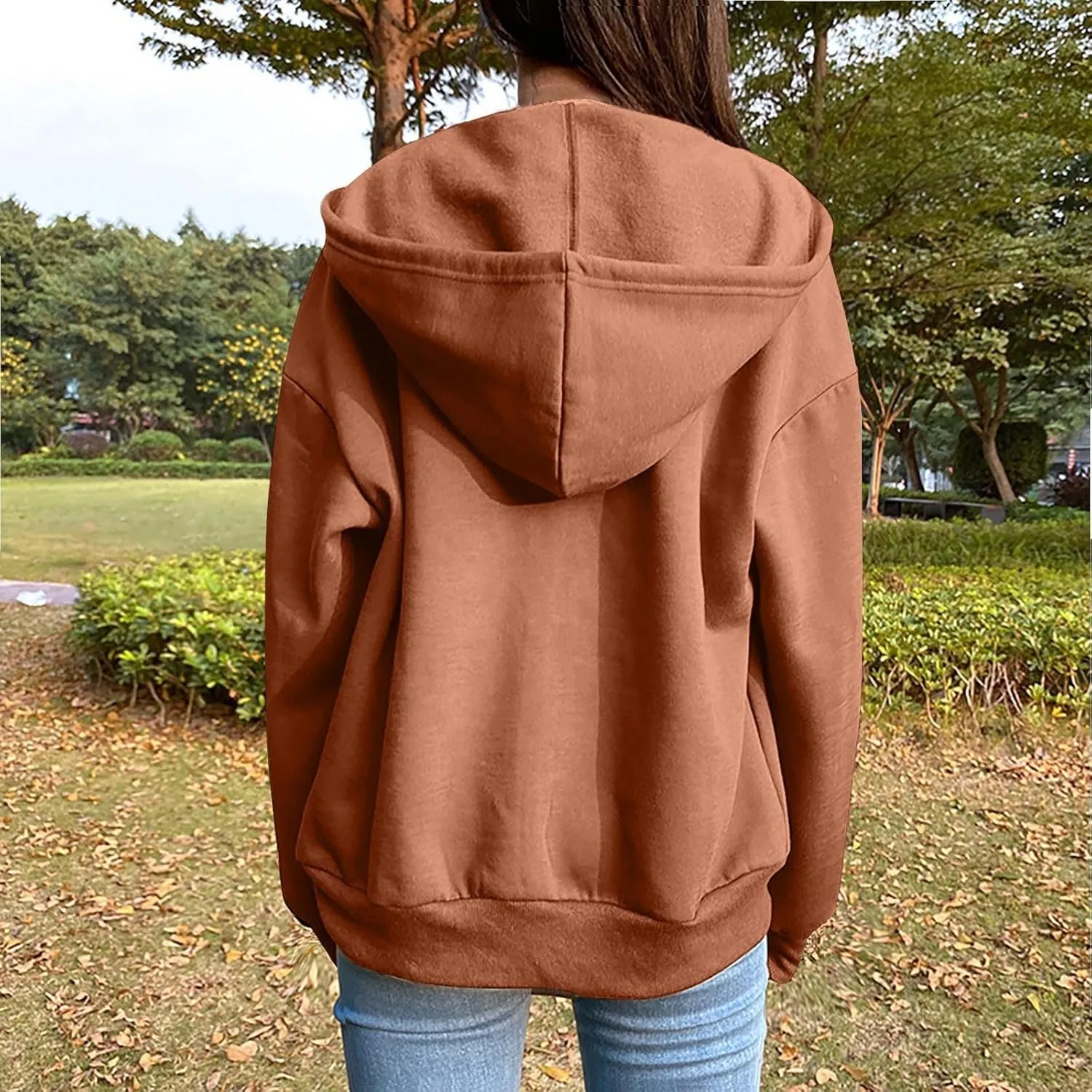 Womens Fashion Fall Winter Coats with Pockets Hooded Sweatshirt Long Sleeve Zip Up Hoodie Tops 2025 New Hoodies