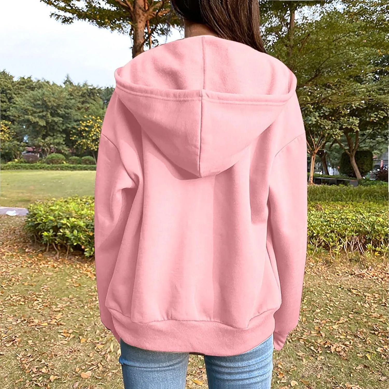 Womens Fashion Fall Winter Coats with Pockets Hooded Sweatshirt Long Sleeve Zip Up Hoodie Tops 2025 New Hoodies