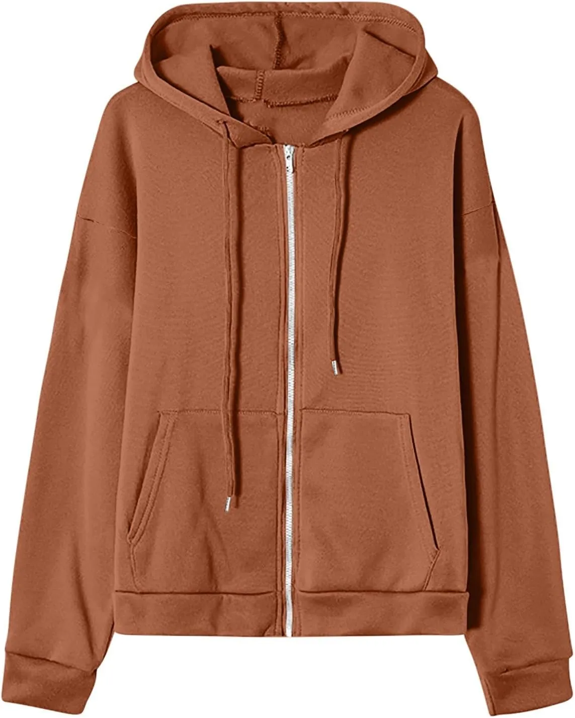 Womens Fashion Fall Winter Coats with Pockets Hooded Sweatshirt Long Sleeve Zip Up Hoodie Tops 2025 New Hoodies