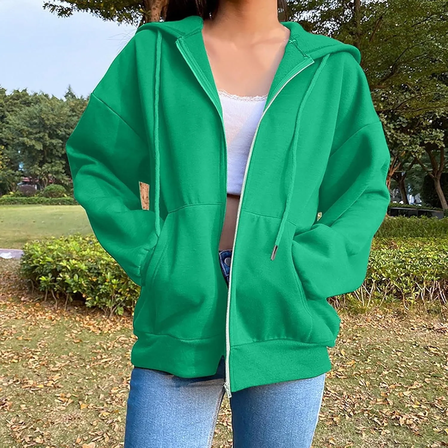 Womens Fashion Fall Winter Coats with Pockets Hooded Sweatshirt Long Sleeve Zip Up Hoodie Tops 2025 New Hoodies