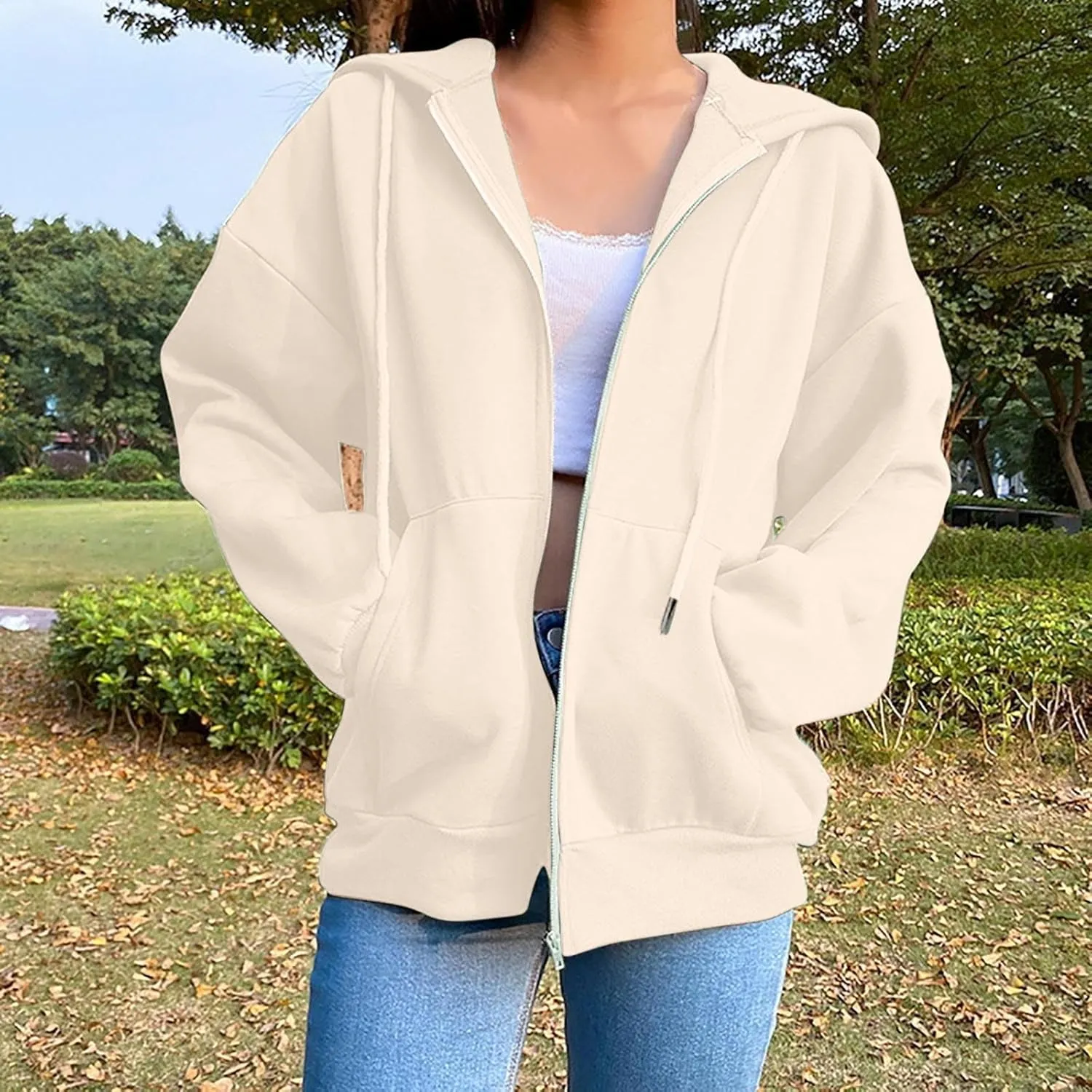 Womens Fashion Fall Winter Coats with Pockets Hooded Sweatshirt Long Sleeve Zip Up Hoodie Tops 2025 New Hoodies