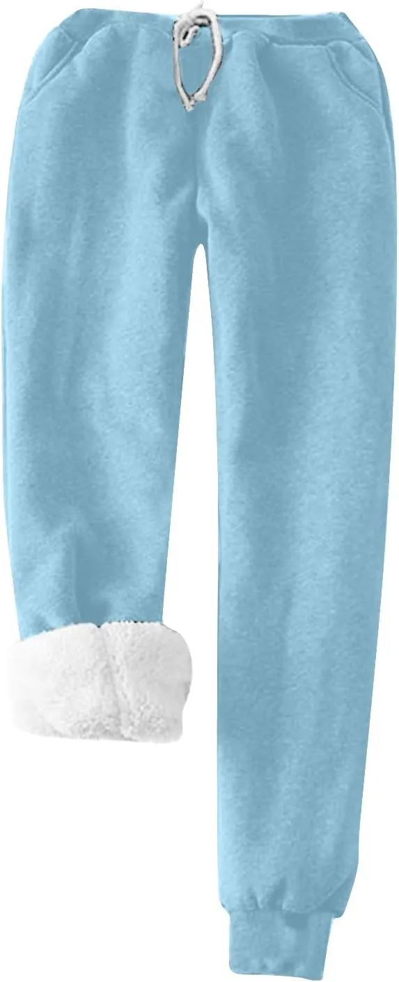 Women's Fleece Lounge Set Long Sleeve Sherpa Lined Pullover Tops and Plush Pants 2 Piece Outfits Warm Pajamas Sets