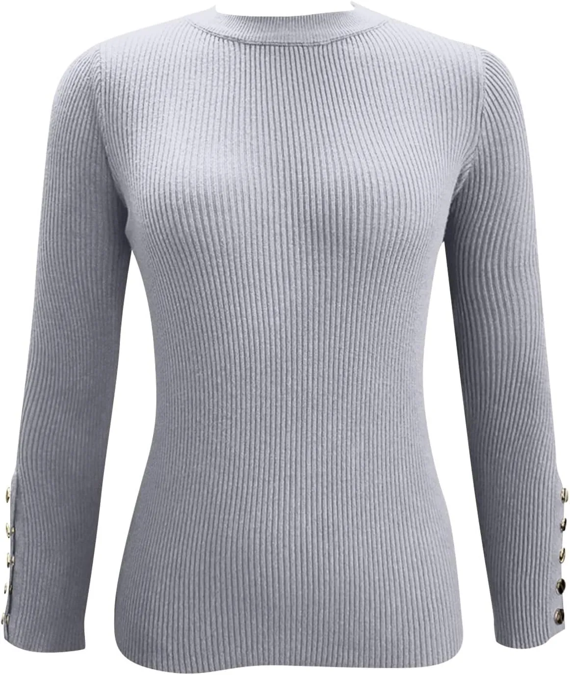 Womens Going Out Tops Long Sleeve Turtle Neck Ribbed Sweaters Trendy Winter Button Sexy Tops Fall Classic Cute Clothes