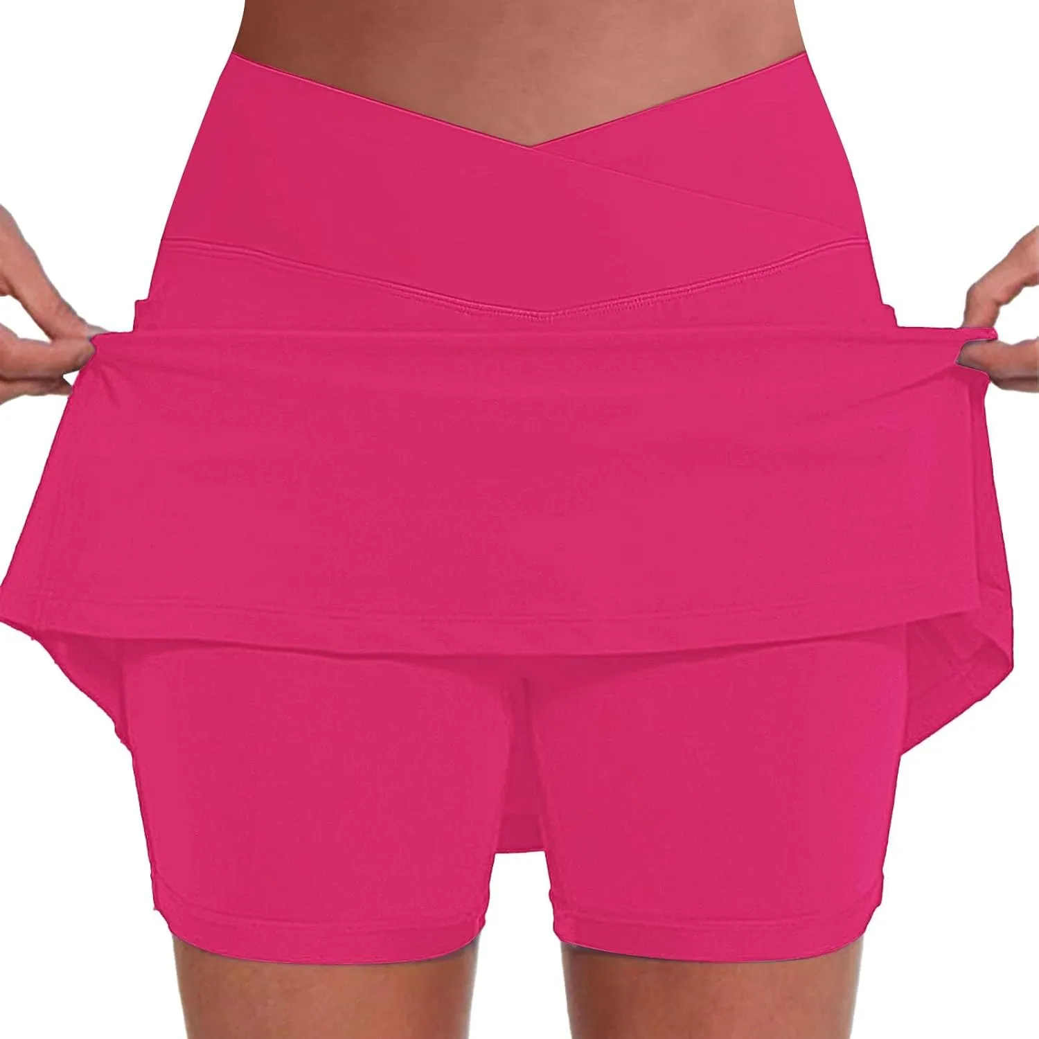 Womens Golf Pleated Tennis Skirts Solid Color Style Culottes Skinny Mid Waisted Athletic Sport Fashion Short Skirts