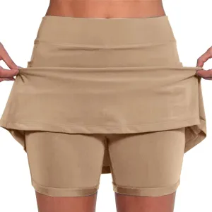 Womens Golf Pleated Tennis Skirts Solid Color Style Soft Culottes Skinny Mid Waisted Athletic Sport Short Skirts