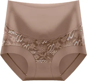 Womens High Waist Body Shape Panties Vintage Floral Print Underpants Soft Stretchy Comfy Seamless Breathable Briefs