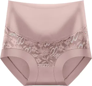 Womens High Waist Body Shape Panties Vintage Floral Print Underpants Soft Stretchy Comfy Seamless Breathable Briefs