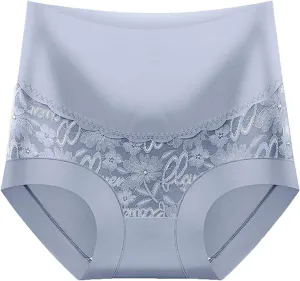 Womens High Waist Body Shape Panties Vintage Floral Print Underpants Soft Stretchy Comfy Seamless Breathable Briefs