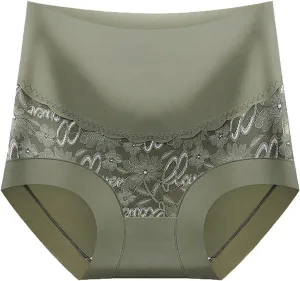 Womens High Waist Body Shape Panties Vintage Floral Print Underpants Soft Stretchy Comfy Seamless Breathable Briefs