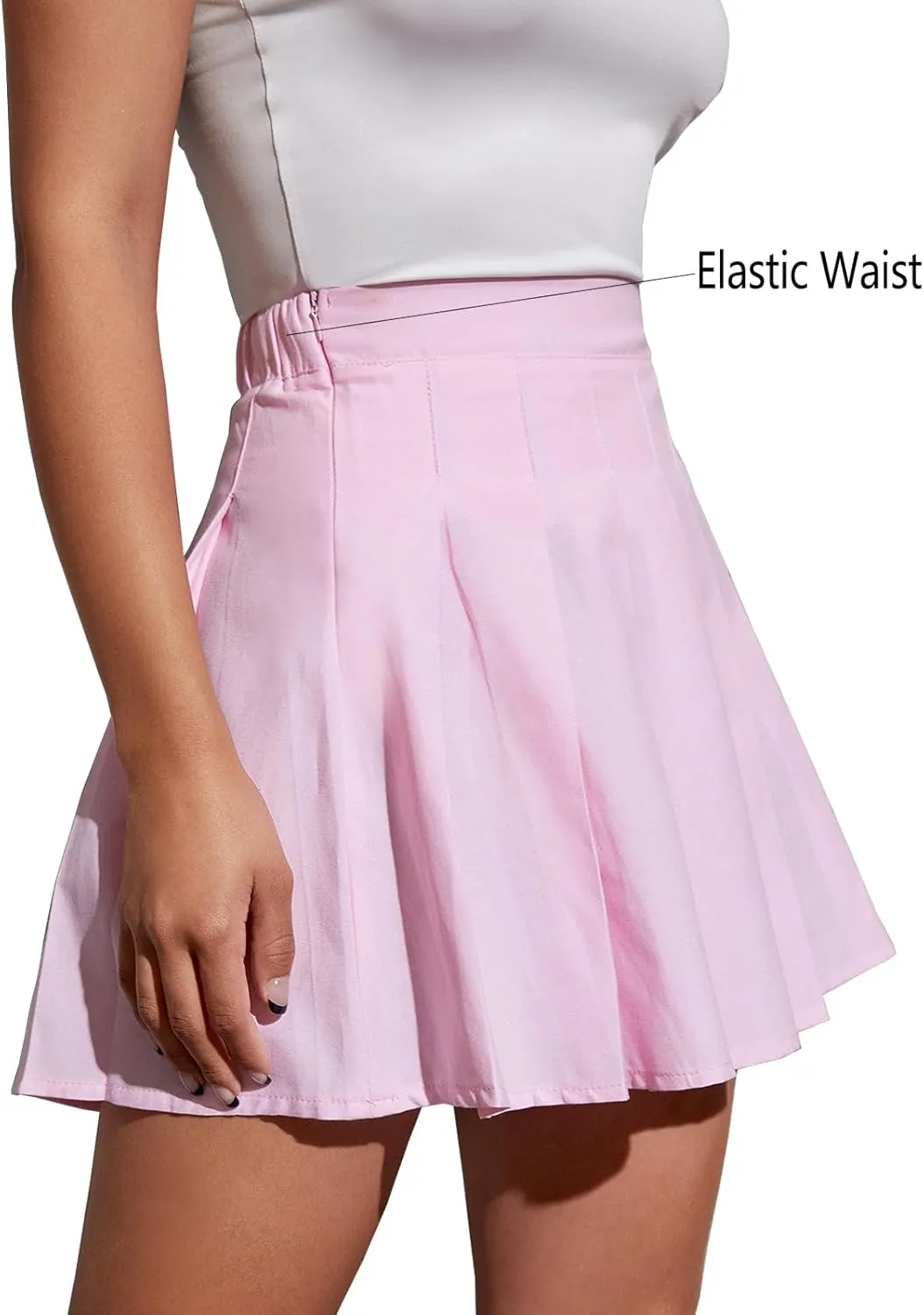 Womens High Waisted Pleated Mini Skirts Solid A Line School Girl Cheer Short Pleated Skirts