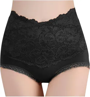 Women's Lace Cotton Panties Underwear High Waist Stretch Comfy Underpant Seamless Breathable Bikini Panty Shorts