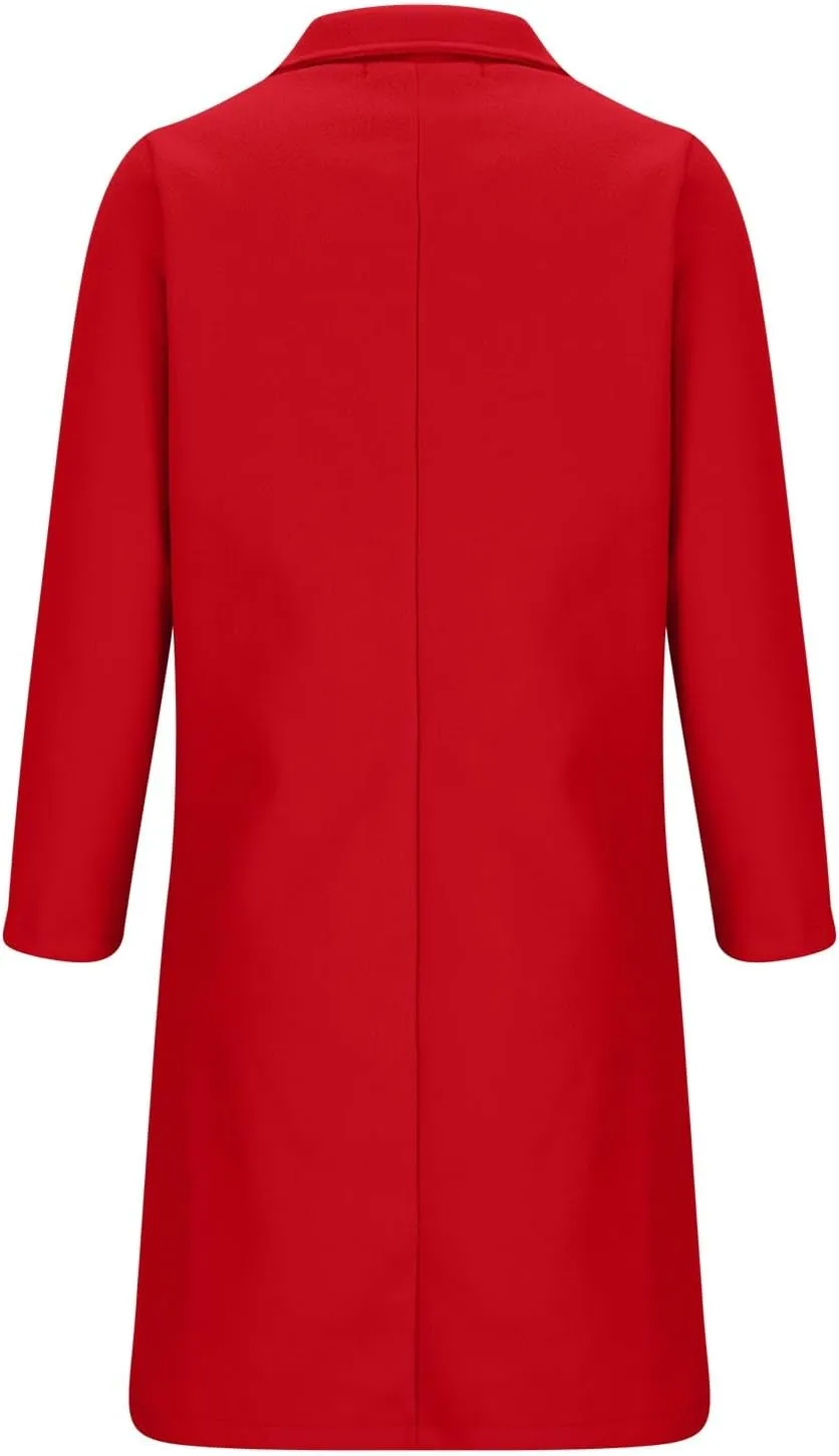 Women's Long Cardigan Sweaters Oversized Fall Dressy Lapel Coatigan Jackets Casual Trendy Winter Wool Pea Coat