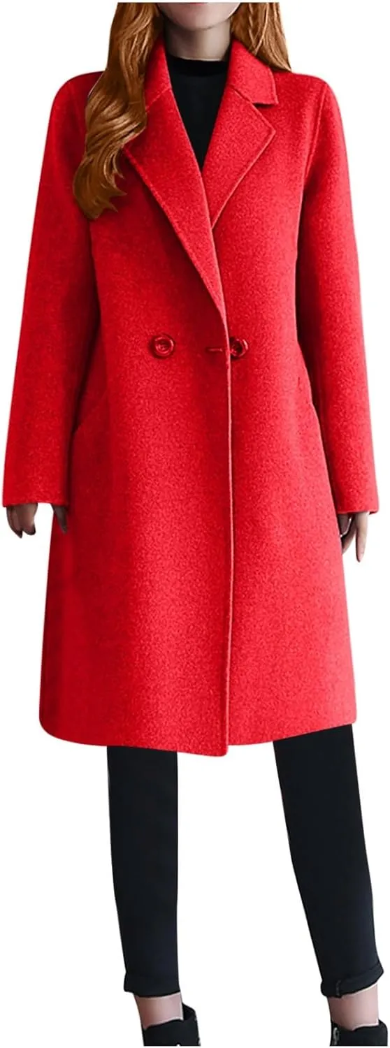 Women's Long Cardigan Sweaters Oversized Fall Dressy Lapel Coatigan Jackets Casual Trendy Winter Wool Pea Coat
