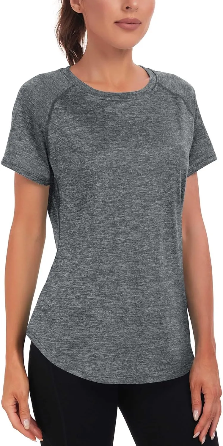 Women's Long Workout Tops,Short Sleeve Dry-Fit Mesh Open Back Loose Fit Gym Athletic Running Shirts Exercise Tee