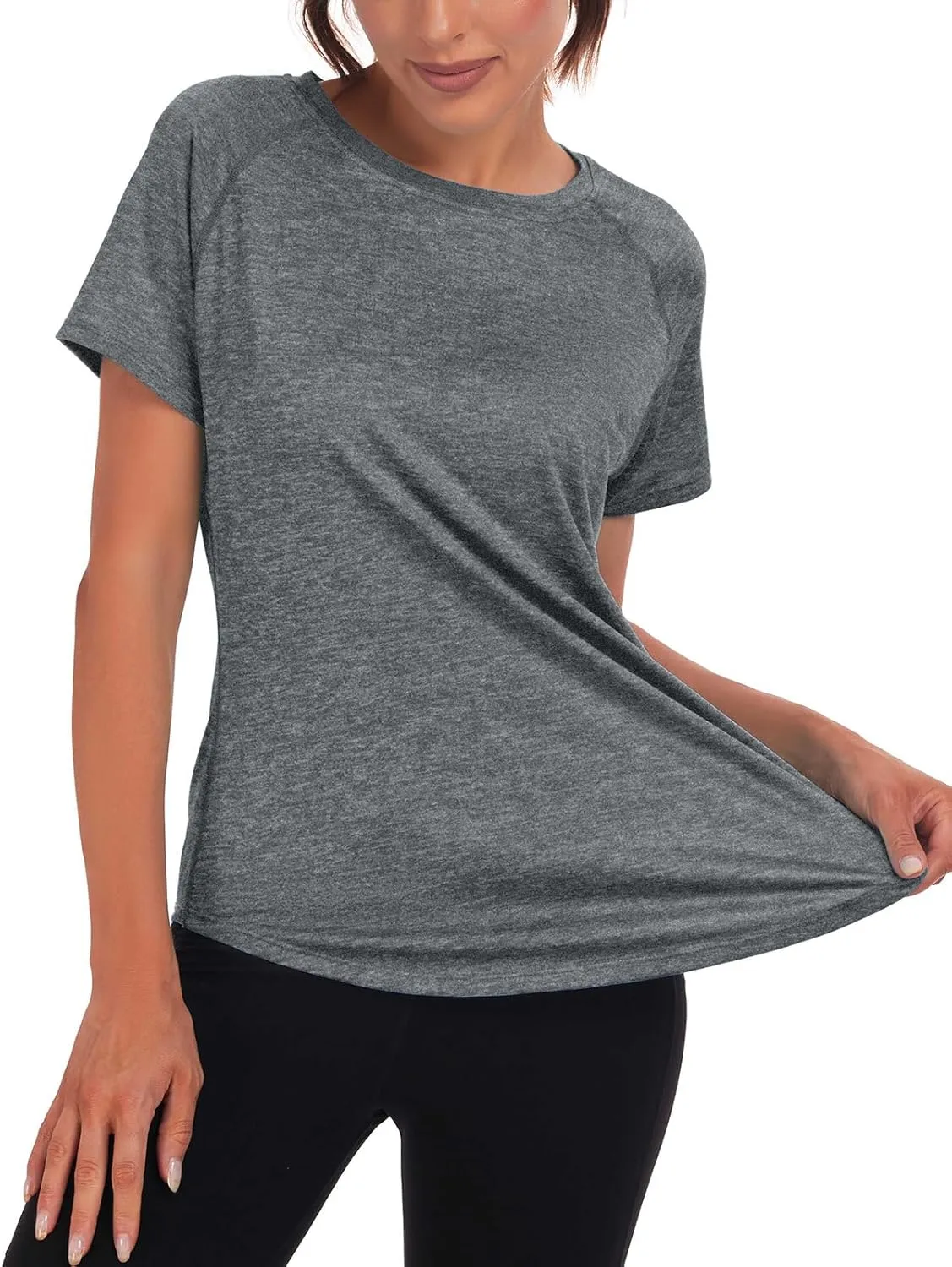 Women's Long Workout Tops,Short Sleeve Dry-Fit Mesh Open Back Loose Fit Gym Athletic Running Shirts Exercise Tee