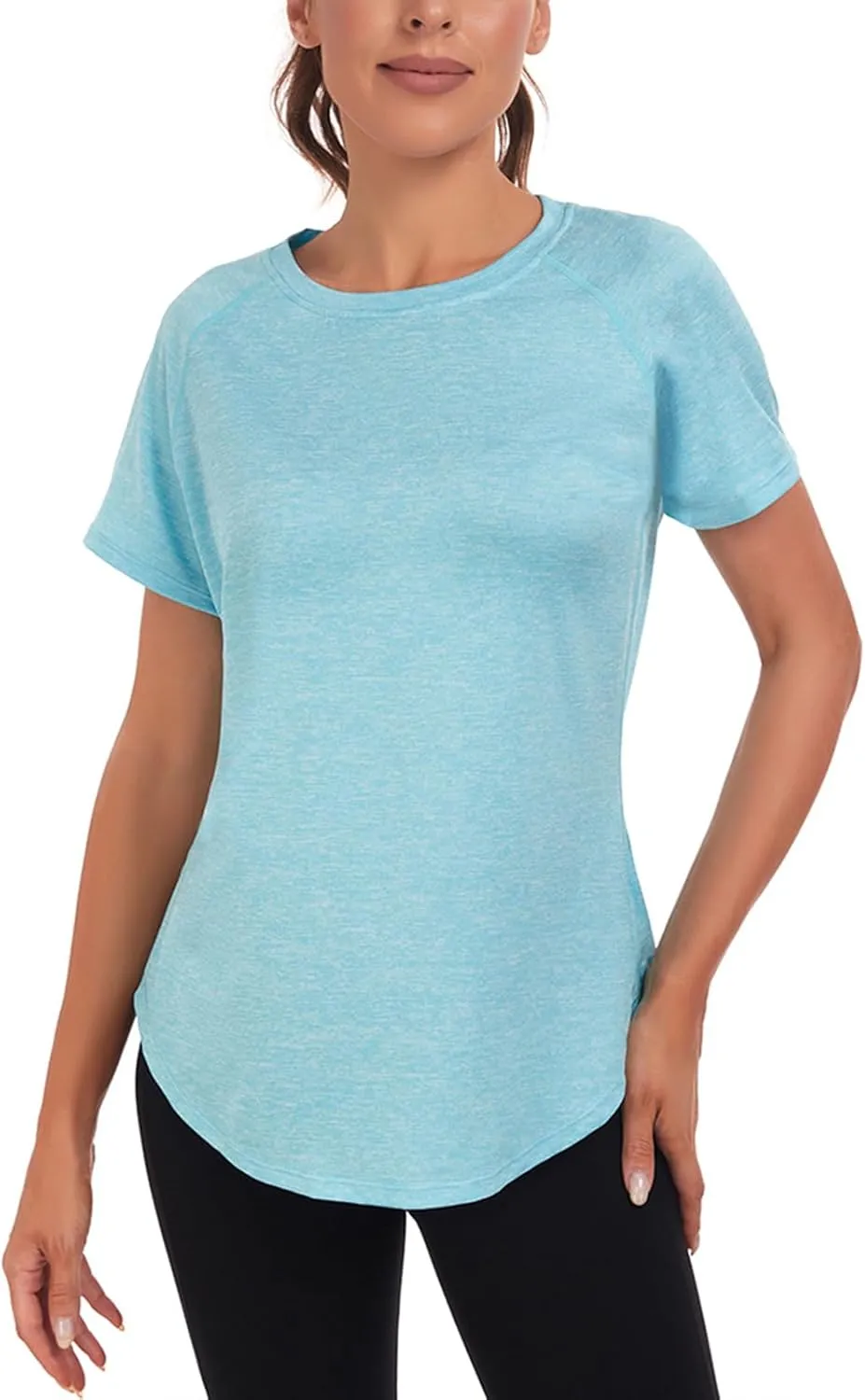 Women's Long Workout Tops,Short Sleeve Dry-Fit Mesh Open Back Loose Fit Gym Athletic Running Shirts Exercise Tee