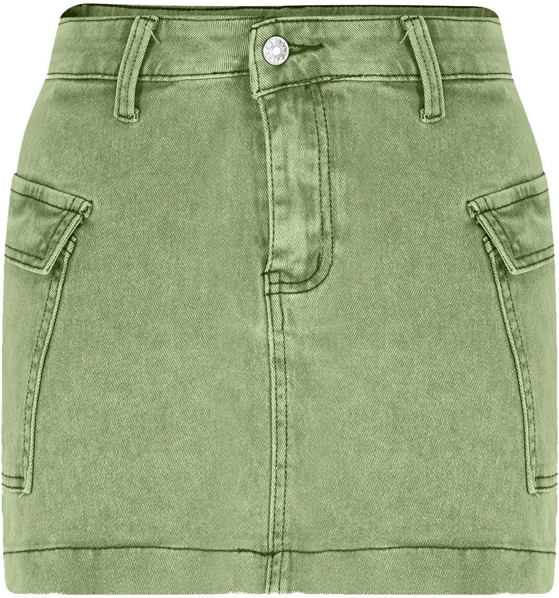 Women's Low Waist Button Bodycon Mini Cargo Denim Skirt with Pocket 2025 Summer Trendy Stretchy Short Pencil Skirts