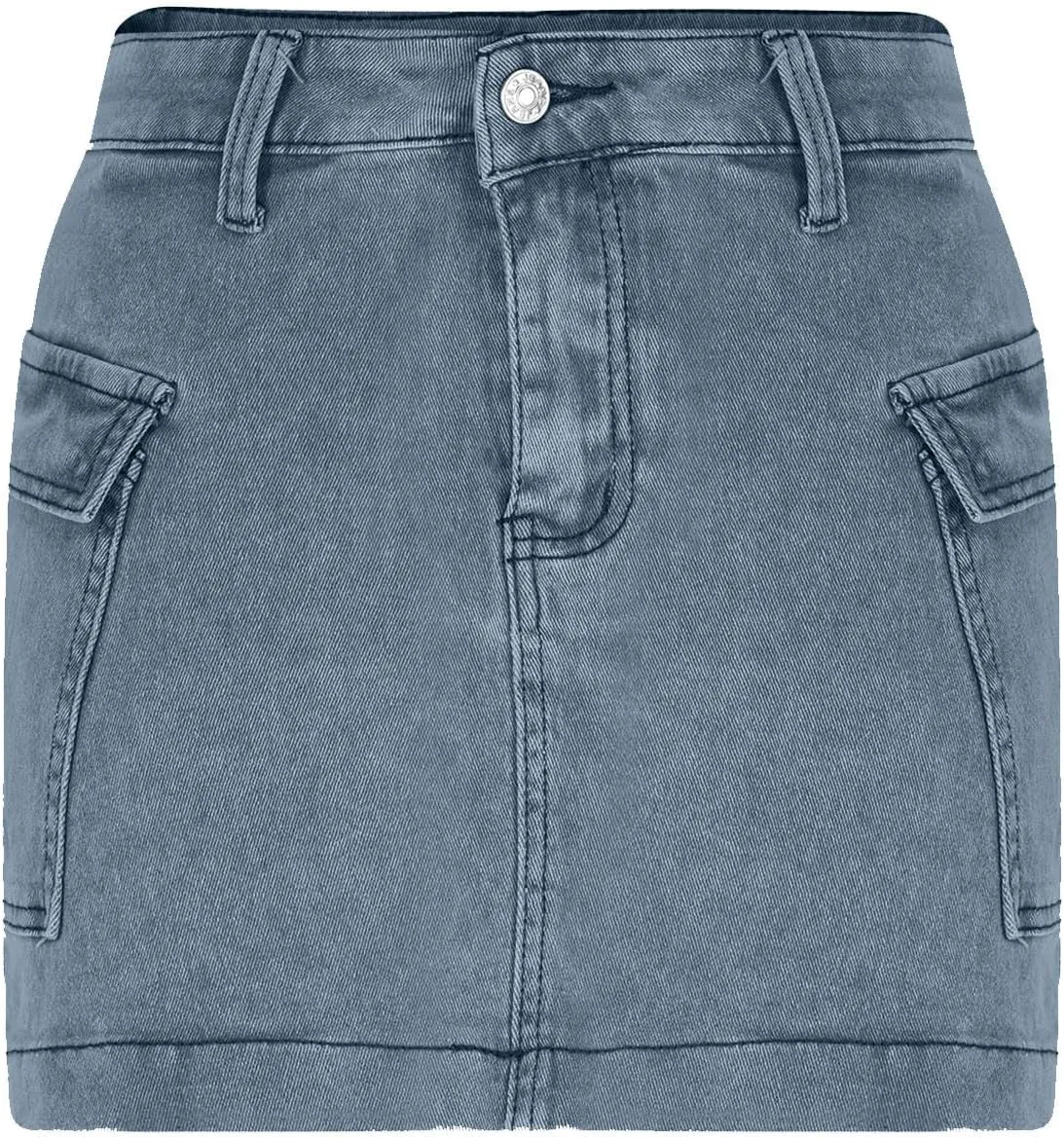 Women's Low Waist Button Bodycon Mini Cargo Denim Skirt with Pocket 2025 Summer Trendy Stretchy Short Pencil Skirts
