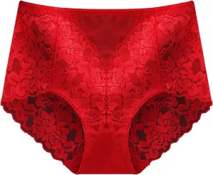 Women's Mid High Waist Sexy Lace Panties Seamless Brief Briefs Panties for Women