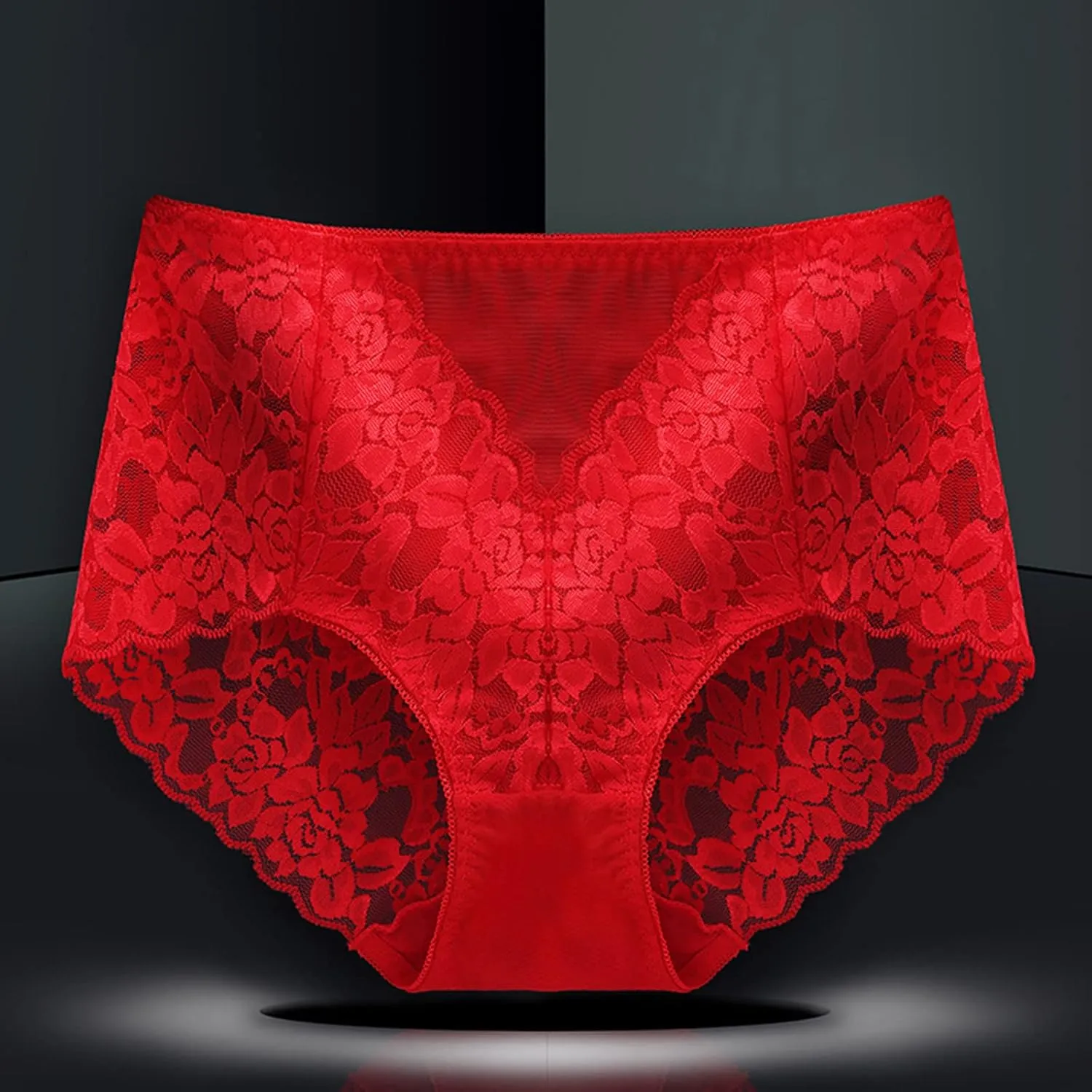 Women's Mid High Waist Sexy Lace Panties Seamless Brief Briefs Panties for Women