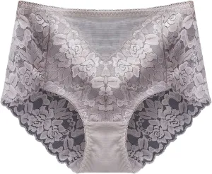 Women's Mid High Waist Sexy Lace Panties Seamless Brief Briefs Panties for Women