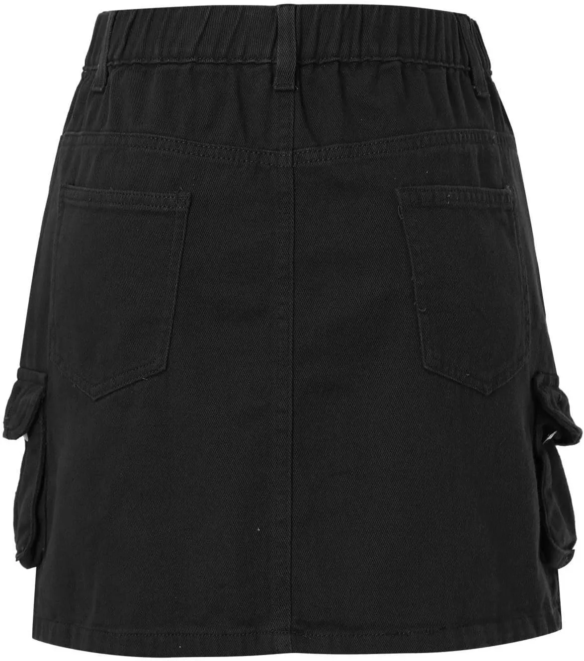 Women's Mini Cargo Skirts Solid Color Casual Low Waist Short Denim Jean Skirt with Pocket Women Denim Skirt