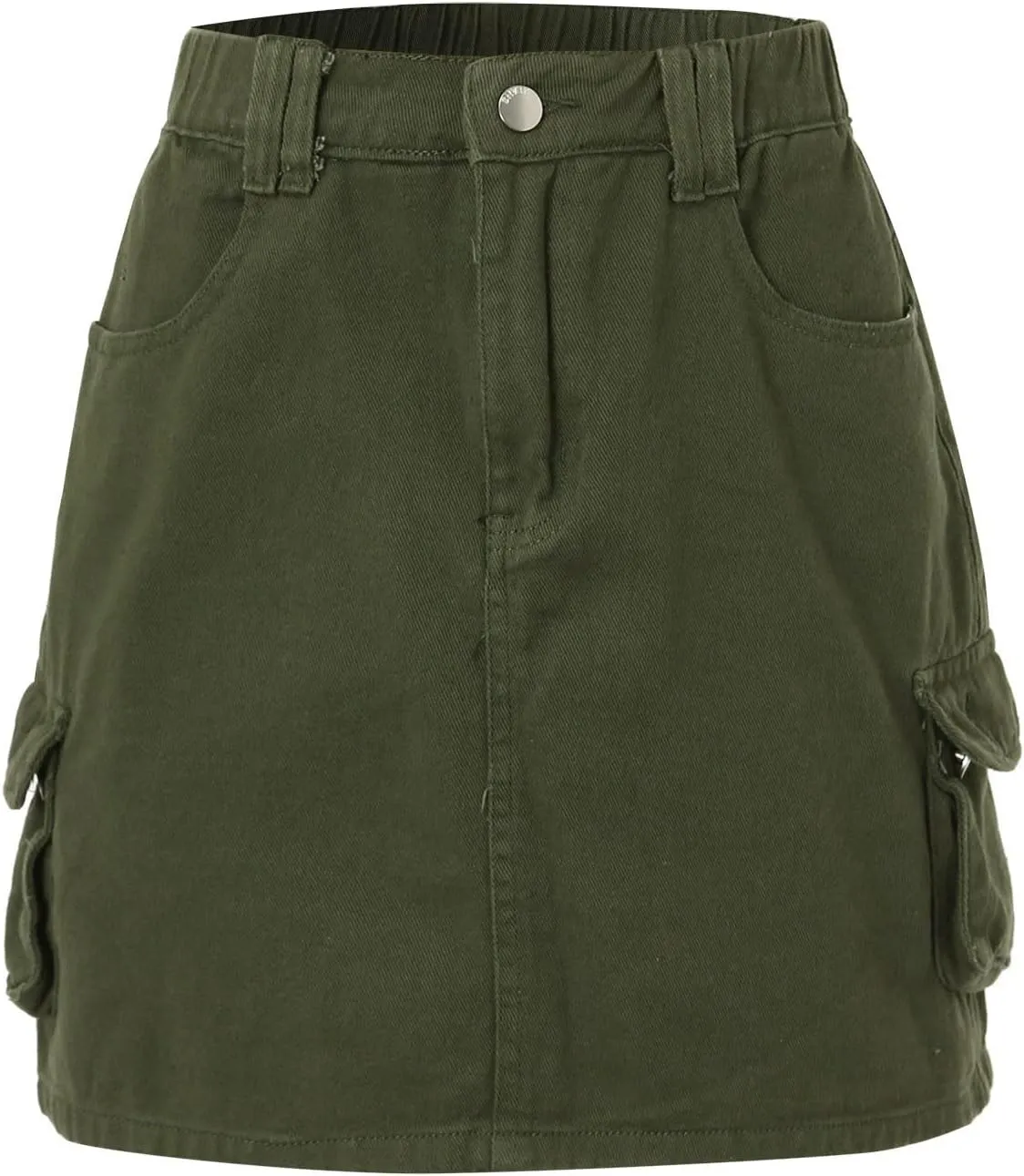 Women's Mini Cargo Skirts Solid Color Casual Low Waist Short Denim Jean Skirt with Pocket Women Denim Skirt
