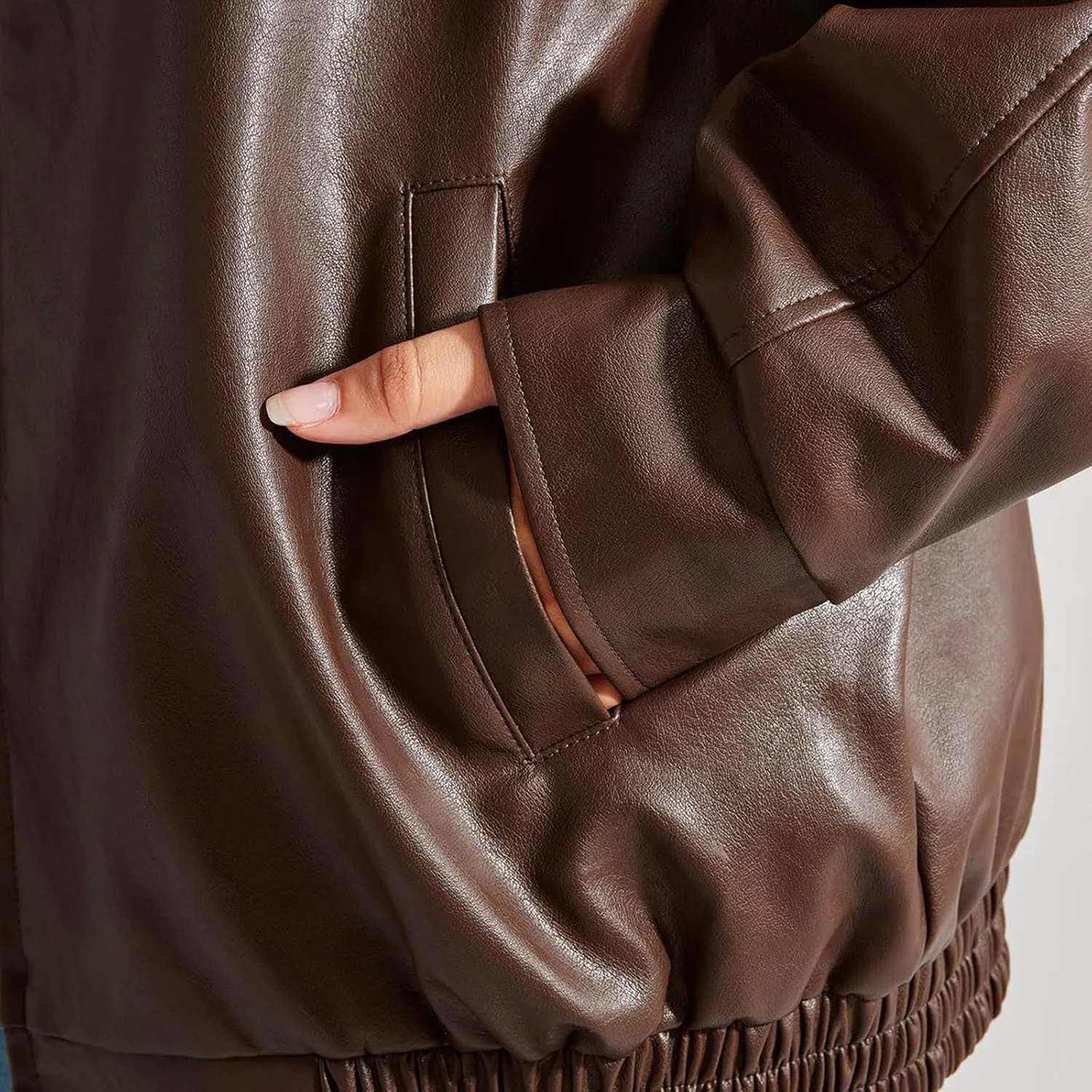 Women's Oversized Jackets, Leather Faux Plus Size Moto Biker Coat Zipper Motorcycle Windbreaker Fashion Lapel Cardigan