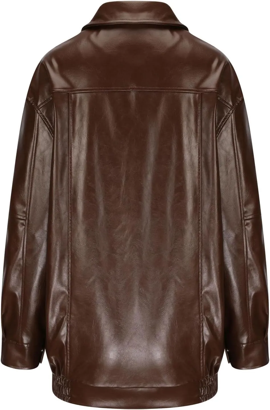 Women's Oversized Jackets, Leather Faux Plus Size Moto Biker Coat Zipper Motorcycle Windbreaker Fashion Lapel Cardigan