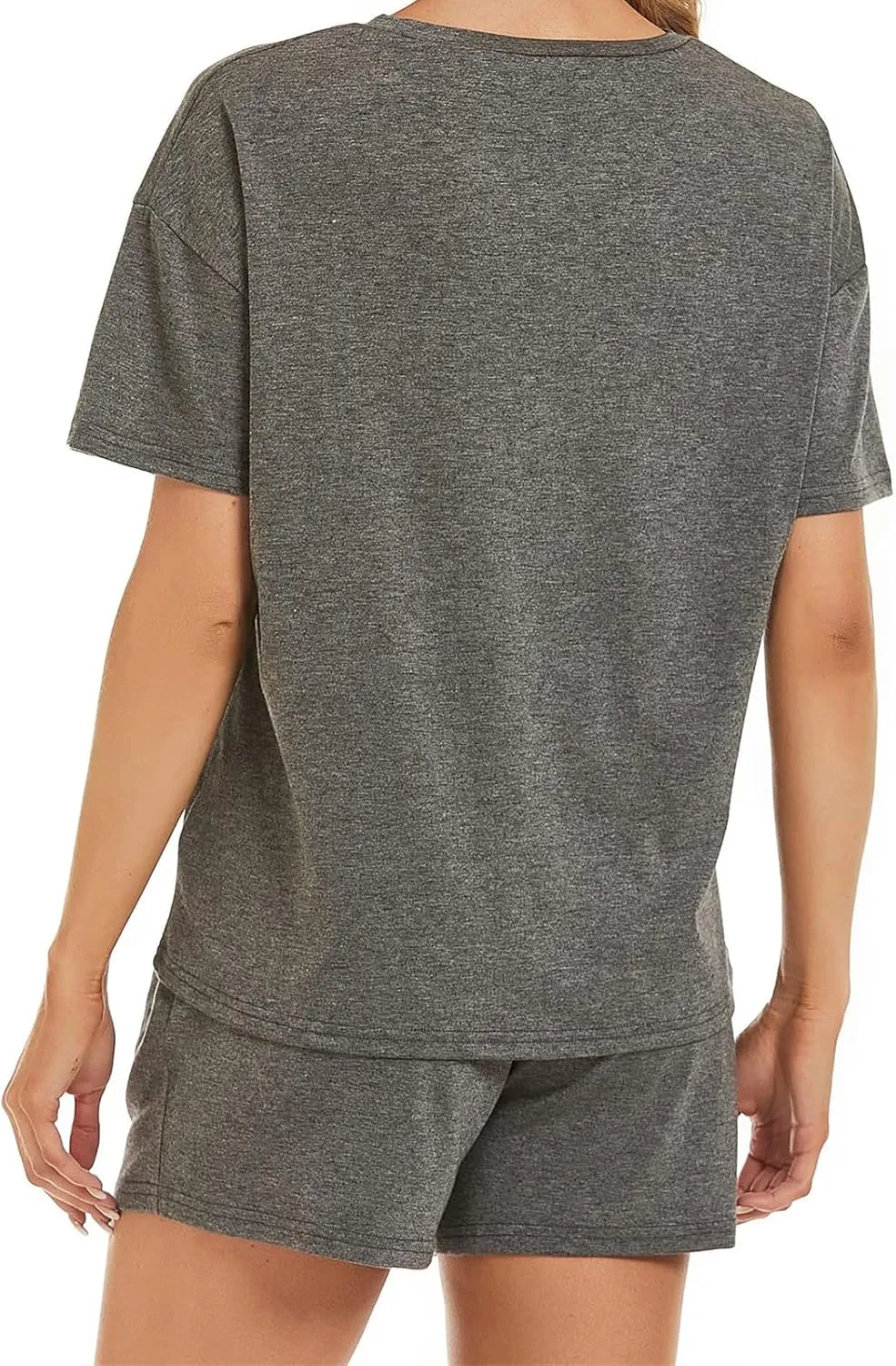 Women's Pajama Set Soft Comfy Casual Stretch Loungewear Short Sleeve Top T Shirts Drawstring Shorts Sleepwear Outfits
