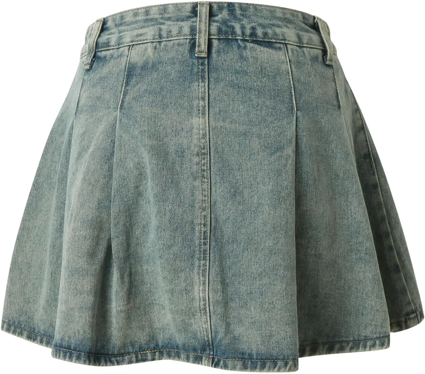Women's Pleated Jean Skirt Denim Low Waist A Line Denim Mini Skirt Skorts Golf Skirts for Women