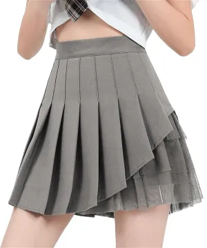 Women's Pleated Mini Skirts Summer High Waisted Holiday Mesh Athletic Golf Skort Skirts