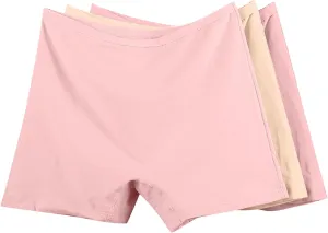 Women's Plus Size Cotton Boxer Briefs Elastic High Waist Leak Proof Underwear 3 Pieces Solid Color Comfy Panties