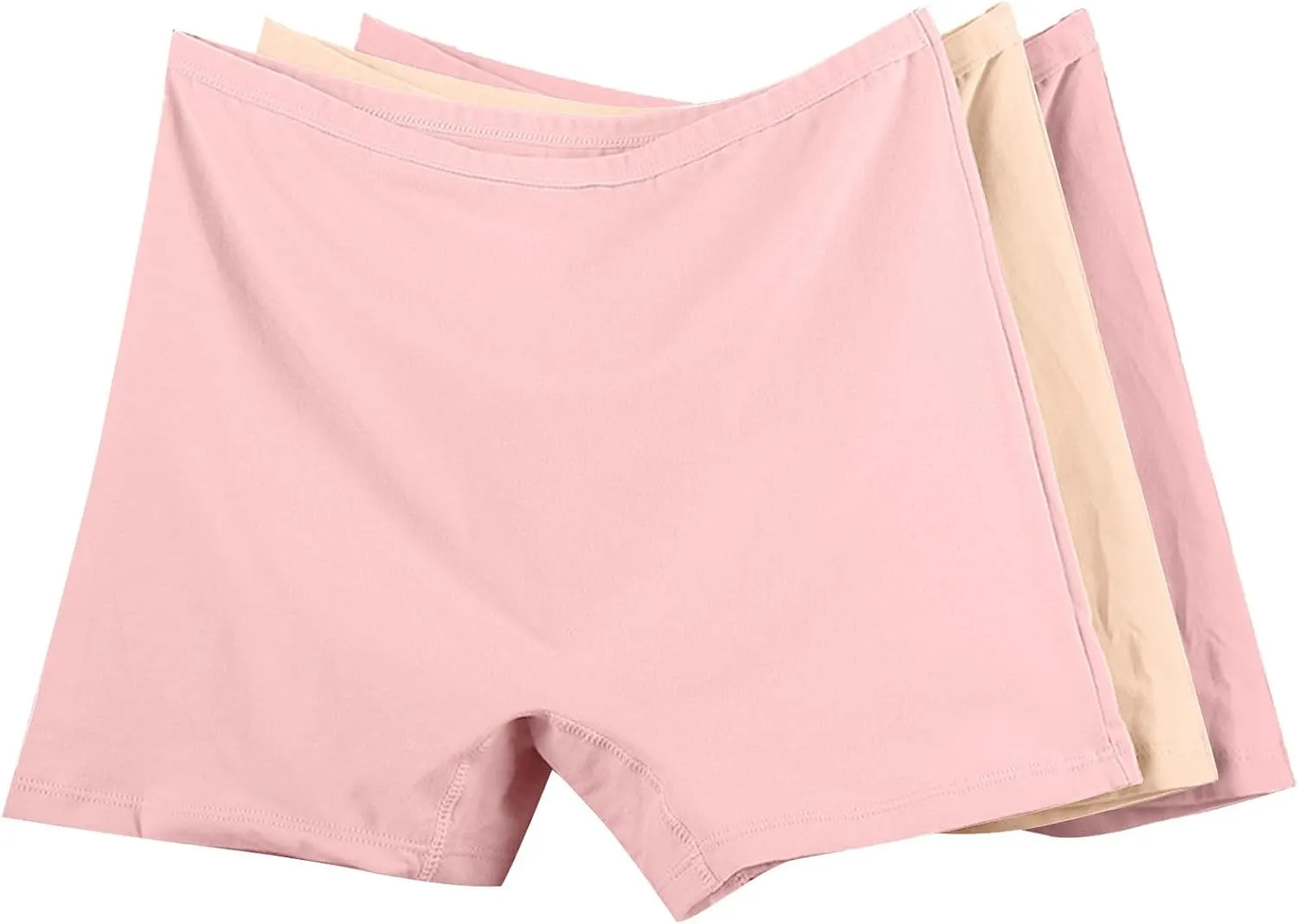 Women's Plus Size Cotton Boxer Briefs Elastic High Waist Leak Proof Underwear 3 Pieces Solid Color Comfy Panties