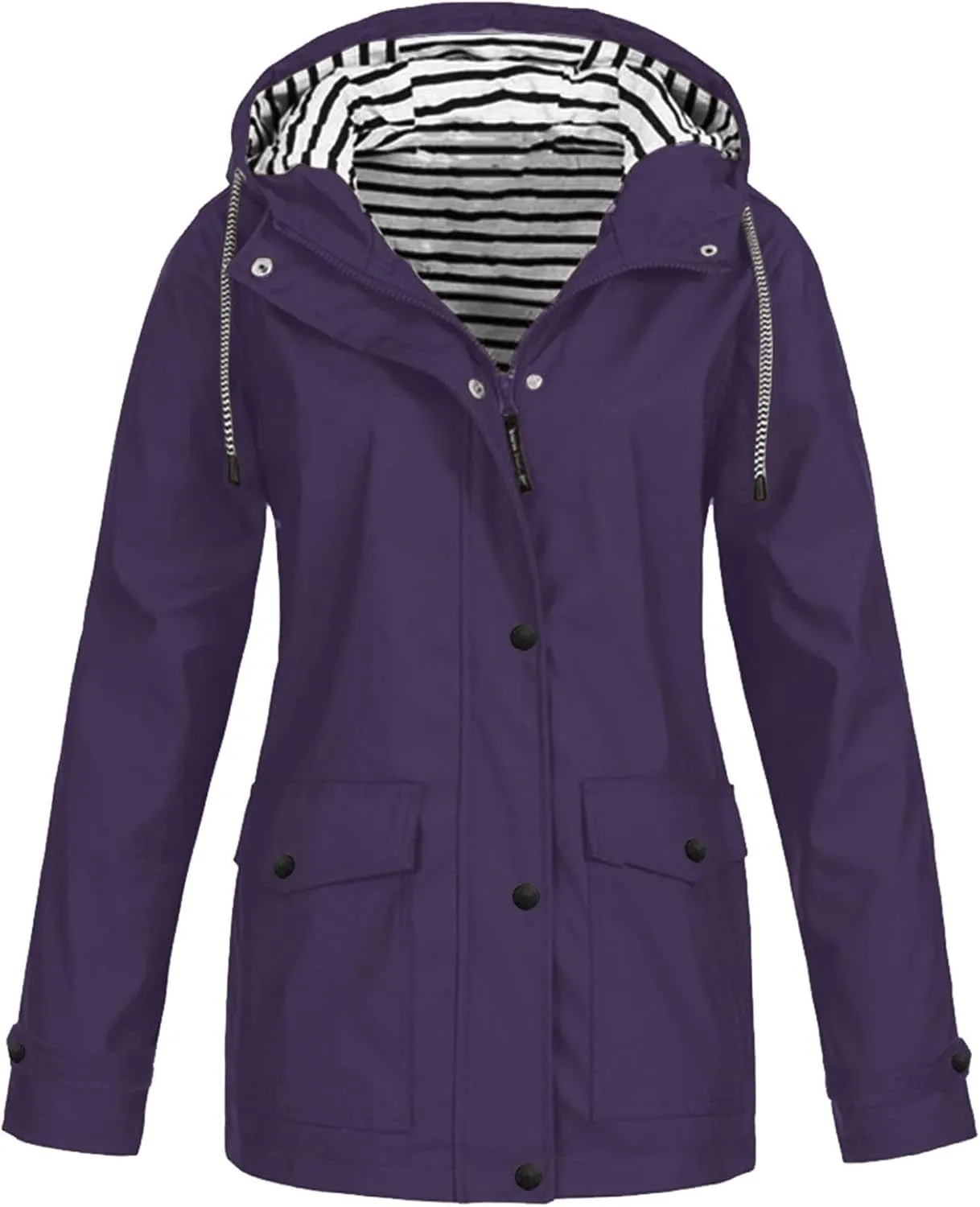 Womens Raincoats Waterproof Rain Jacket Lightweight Hooded Active Outdoor Trench Coats Zip Up Windbreaker 2024
