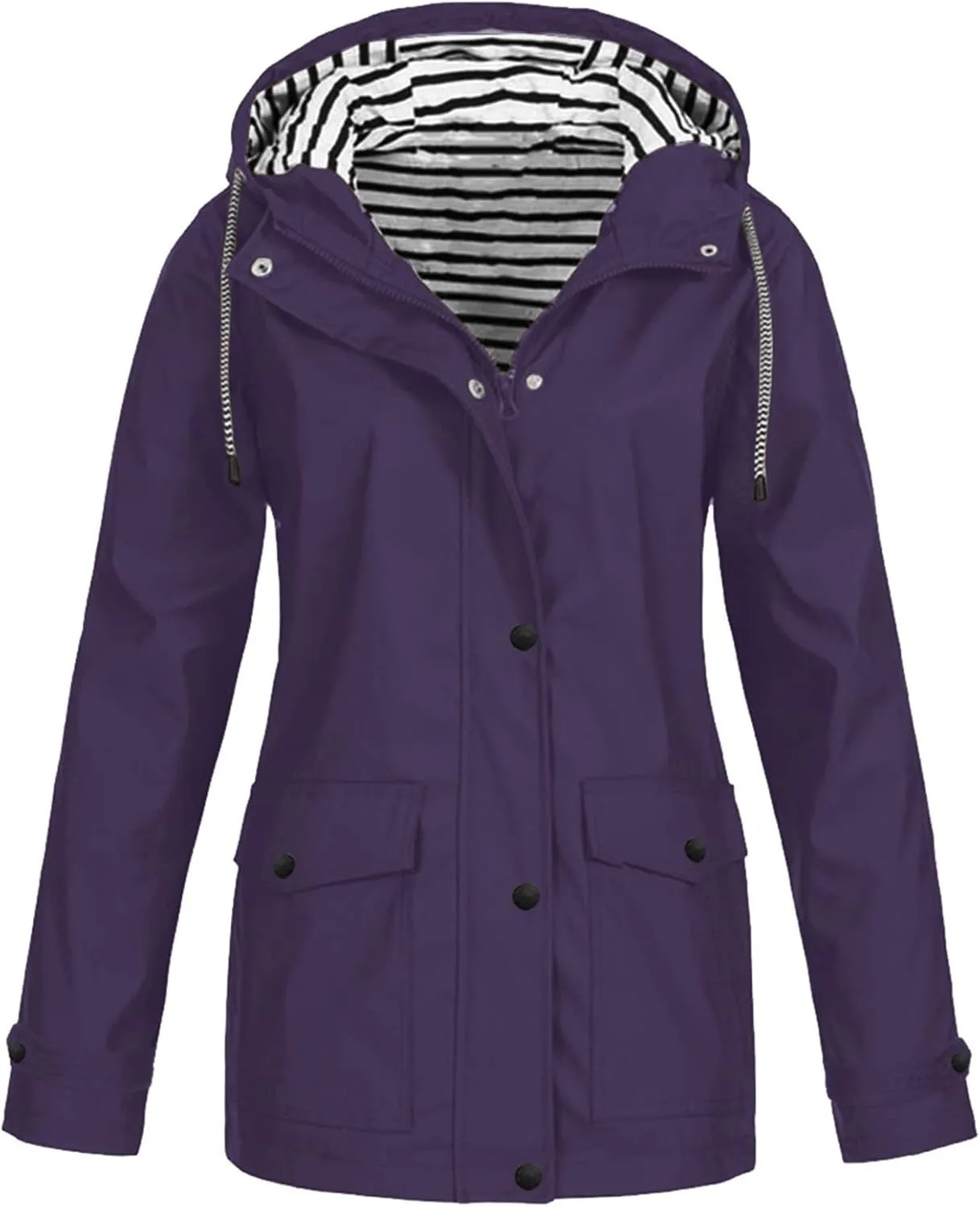 Womens Raincoats Waterproof Rain Jacket Lightweight Hooded Active Outdoor Trench Coats Zip Up Windbreaker 2024