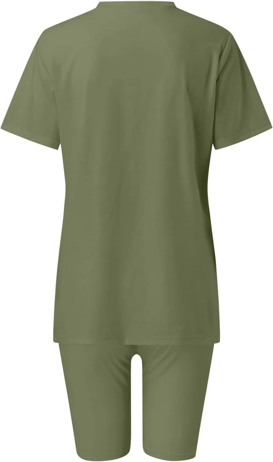 Women's Reversible 2 Piece Lounge Sets Summer Athleisure V-Neck T-Shirt & Biker Shorts Workout Set with Pockets