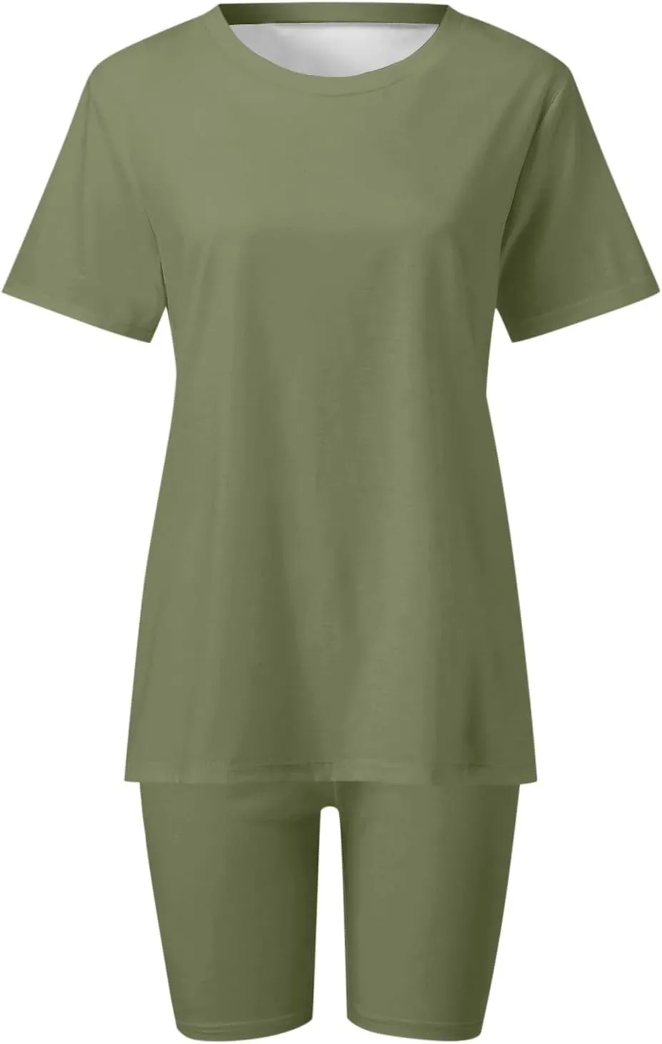 Women's Reversible 2 Piece Lounge Sets Summer Athleisure V-Neck T-Shirt & Biker Shorts Workout Set with Pockets