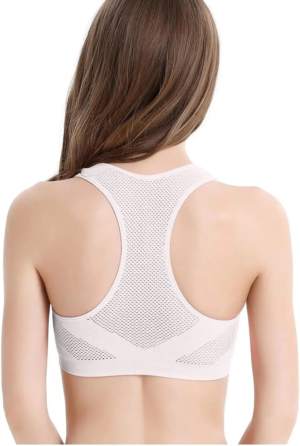 Women's Seamless Sports Bra with Mesh Stretchy Racerback Lightweight Breathable Comfortable Activewear Yoga Bralette