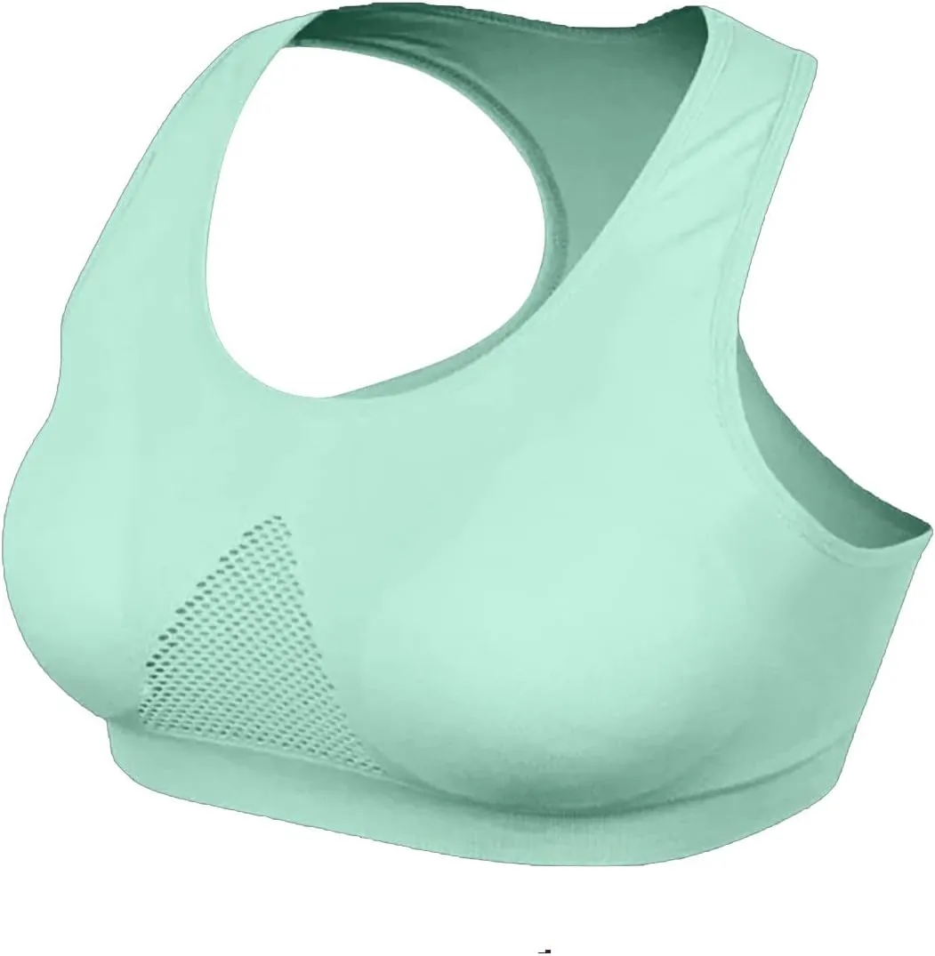 Women's Seamless Sports Bra with Mesh Stretchy Racerback Lightweight Breathable Comfortable Activewear Yoga Bralette