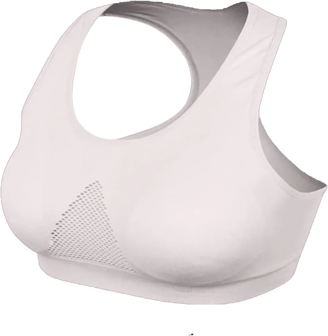 Women's Seamless Sports Bra with Mesh Stretchy Racerback Lightweight Breathable Comfortable Activewear Yoga Bralette