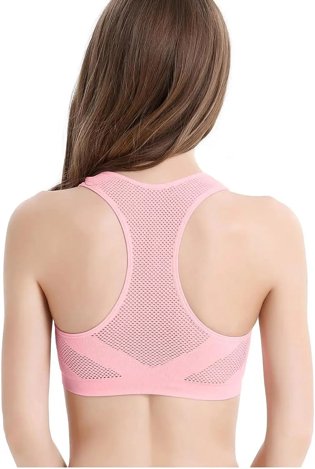 Women's Seamless Sports Bra with Mesh Stretchy Racerback Lightweight Breathable Comfortable Activewear Yoga Bralette