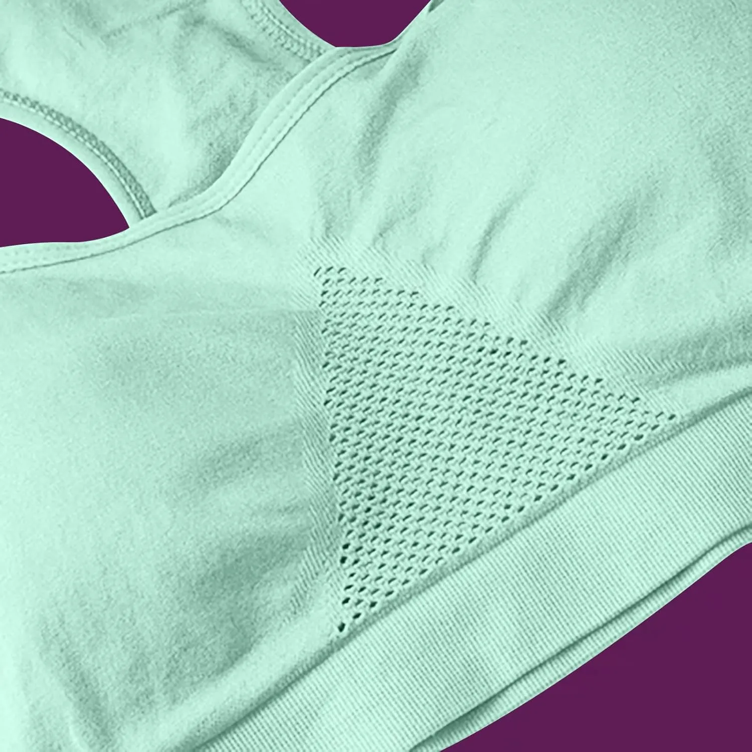 Women's Seamless Sports Bra with Mesh Stretchy Racerback Lightweight Breathable Comfortable Activewear Yoga Bralette
