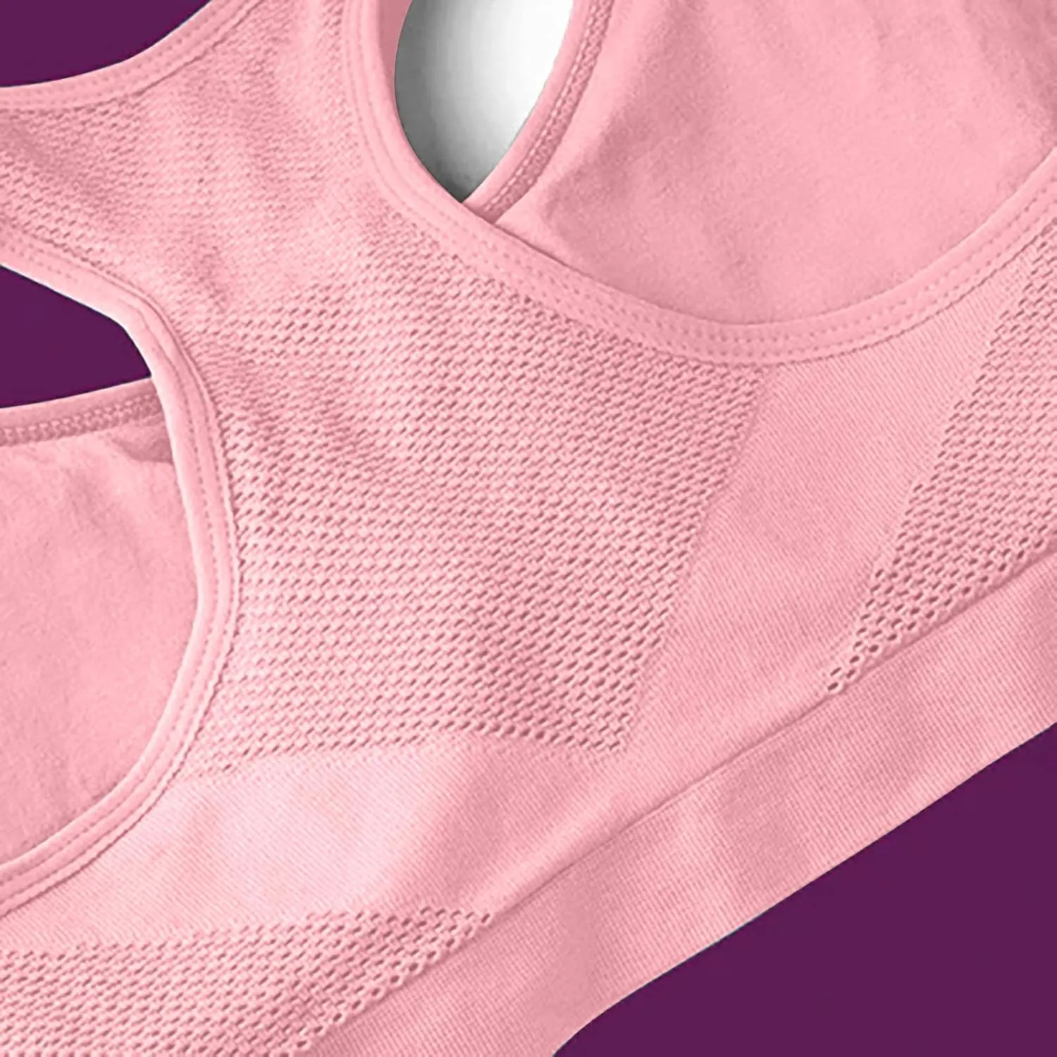 Women's Seamless Sports Bra with Mesh Stretchy Racerback Lightweight Breathable Comfortable Activewear Yoga Bralette