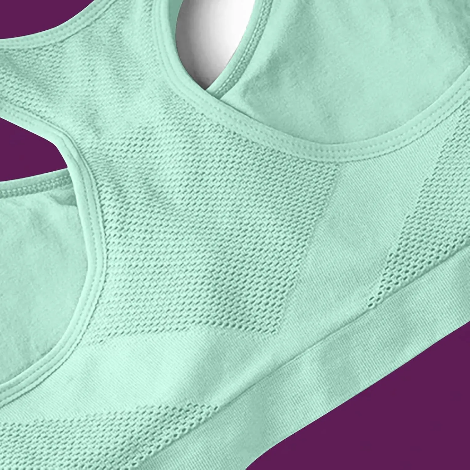 Women's Seamless Sports Bra with Mesh Stretchy Racerback Lightweight Breathable Comfortable Activewear Yoga Bralette